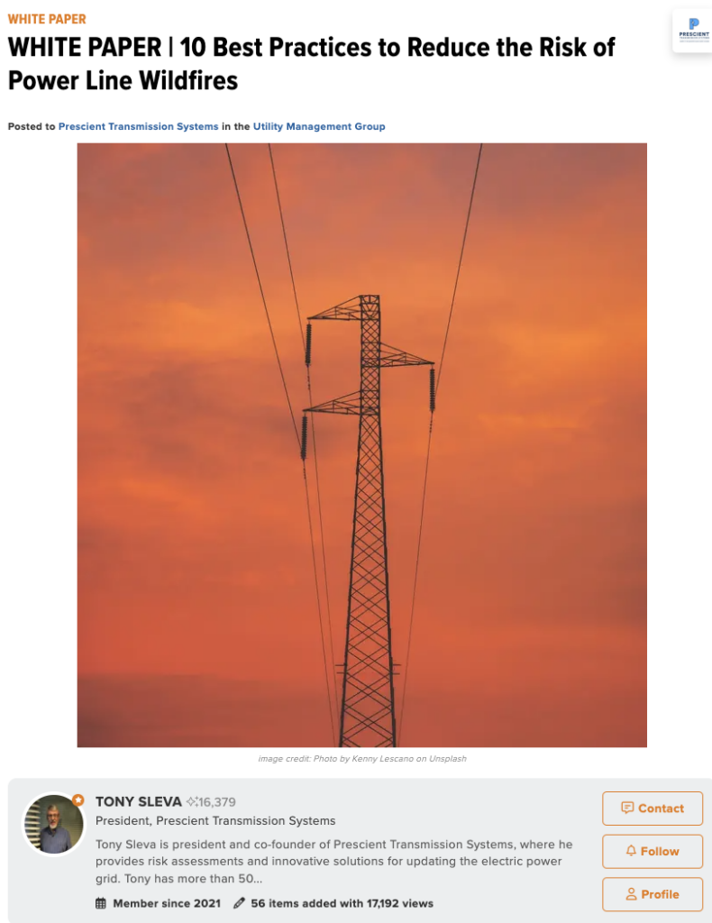 10 Best Practices to Reduce the Risk of Power Line Wildfires